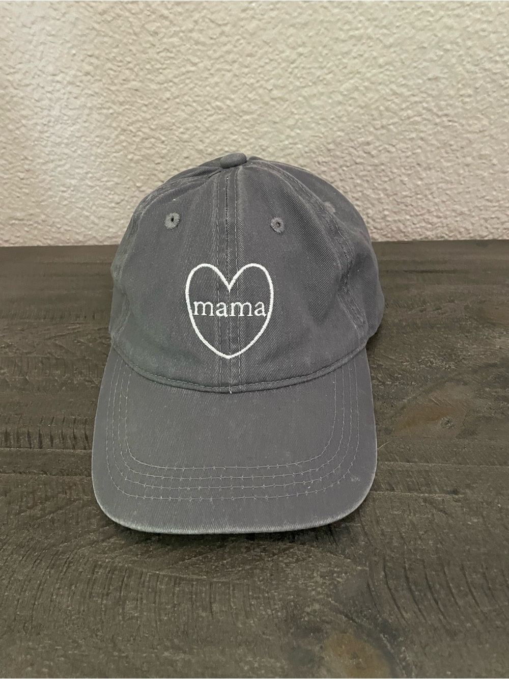 Mama Heart Embroidered Baseball Cap - Charcoal